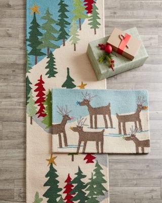 Trees Hable Holiday Hooked Wool Rug | Garnet Hill