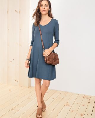 seamed knit trapeze dress