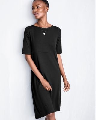 EILEEN FISHER Viscose-Jersey Elbow-Length-Sleeve Dress | Garnet Hill