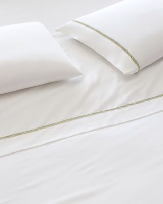 Linen Embroidered Wrinkle-Resistant Sateen Sheets | Flat sheet | Garnet Hill
