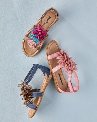 Kids Minnetonka Pom Pom Fringe Sandals Garnet Hill