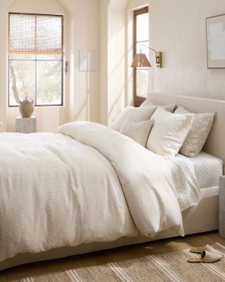 King Oatmeal Bengal Stripe Relaxed-Linen Duvet Cover | Garnet Hill
