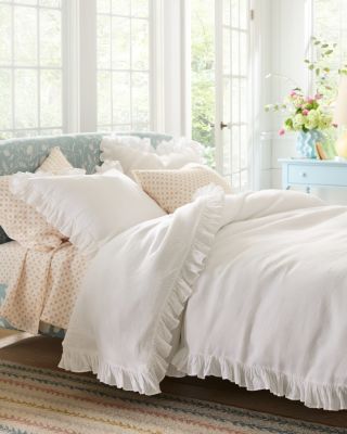 トップス duvet Ruffle Embellished-Trim Relaxed-Linen Duvet Cover | Garnet Hill