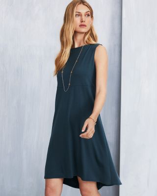 Details about   NWT Eileen Fisher Square Neck Dress Chambray Blue Fine Tencel Jersey $178 M XL 