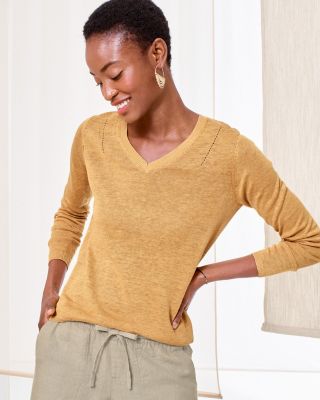 Classic Linen V-Neck Sweater | Garnet Hill