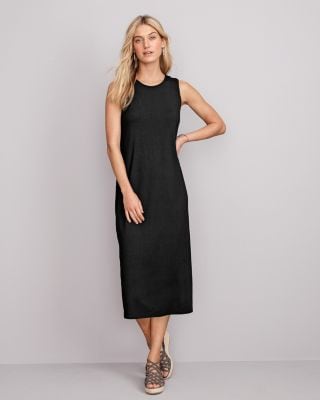 EILEEN FISHER Viscose Jersey Crew-Neck Midi Sleeveless Dress - Regular