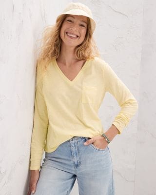 Weekender V-Neck Long-Sleeve Tee | Garnet Hill