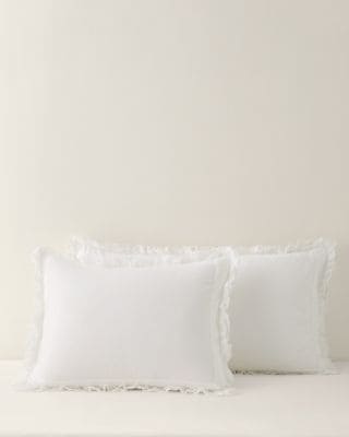 Astor Ruffle Washed-Percale Sham (Color: White, Size: King)