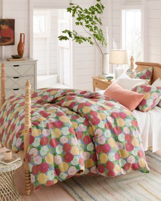 Zinnia Floral Relaxed-Linen Duvet Cover | Garnet Hill