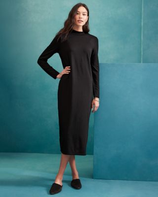EILEEN FISHER Stretch-Jersey Mock-Neck Dress | Garnet Hill