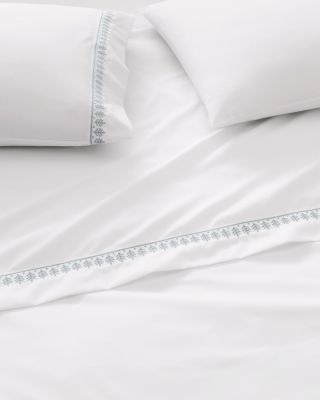 Signature Wisteria Embroidered Percale Sheets | Garnet Hill