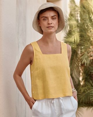 Skye Square-Neck Linen Tank | Garnet Hill