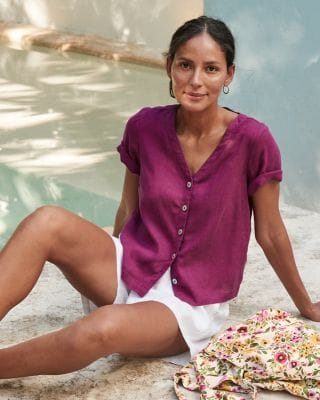 Gabby Button-Front Linen Top | Garnet Hill