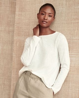 EILEEN FISHER Slubby Organic-Cotton Long-Sleeve Tee | Garnet Hill