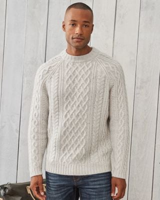 Men's Washable-Cashmere Cabled Sweater | Garnet Hill