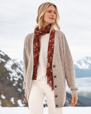 Cashmere Cabled Boyfriend Cardigan | Garnet Hill
