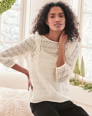 Ruffle-Detail Lace Blouse | Garnet Hill