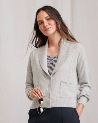 Washable-Cashmere Seamed Cardigan