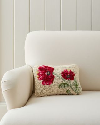 Poppy Hooked Wool Pillow | Garnet Hill