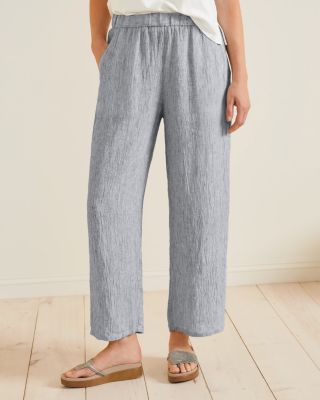 EILEEN FISHER Textured Organic-Linen Wide-Leg Ankle Pants