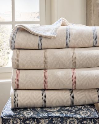 Classic Stripe Organic-Cotton Woven Blanket or Throw | Garnet Hill