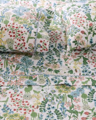 Johanna Navy Floral Organic-Cotton Percale Sheet Set | King