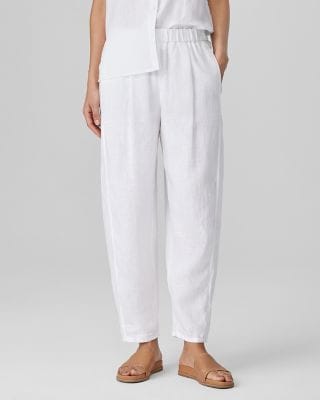 EILEEN FISHER Organic-Linen Pleated Lantern Pants | Garnet Hill