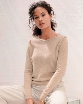 ¥28,600新品正規品【V12/XL裏地付きクルーネックニット長袖セーター秋冬 Remi Cashmere Braid-Detail Sweater | Garnet Hill