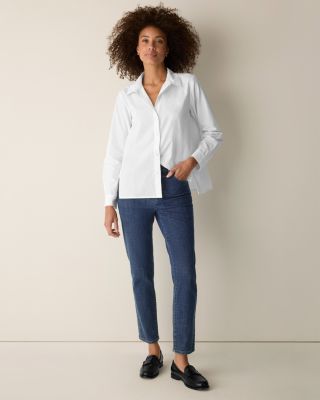 EILEEN FISHER Organic-Cotton Stretch-Denim High-Waisted Slim Ankle