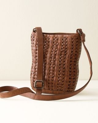Latico Woven-Leather Cross-Body Bucket Bag | Garnet Hill