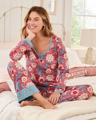 Skye Mixed-Print Long-Sleeve Pajamas | Garnet Hill