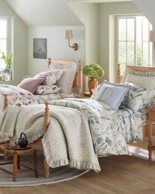 Celestia Ruffle Organic-Cotton Quilt | King, Blue Bouquet
