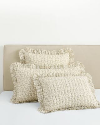Celestia Ruffle Organic-Cotton Sham | King, Blue Bouquet