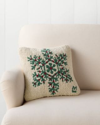 Festive Flake Hooked Wool Pillow | Garnet Hill