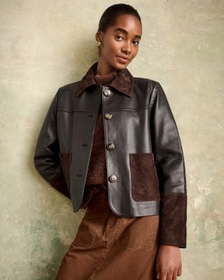Bernardo Cropped Leather Coat | Garnet Hill