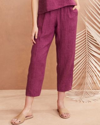 EILEEN FISHER Washed Organic-Linen Délavé Cropped Lantern Pants