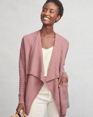 Cabled Cashmere Drape-Front Cardigan | Garnet Hill