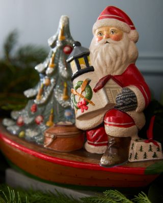 スノー　バルミューダSET Vaillancourt Chalkware Blue Snowflake Santa on Snowball