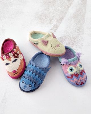 kids boiled wool slippers