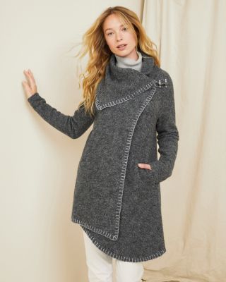 Asymmetrical Boiled-Wool Coat