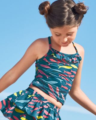 Girls' Ruffle-Trimmed Tankini Top