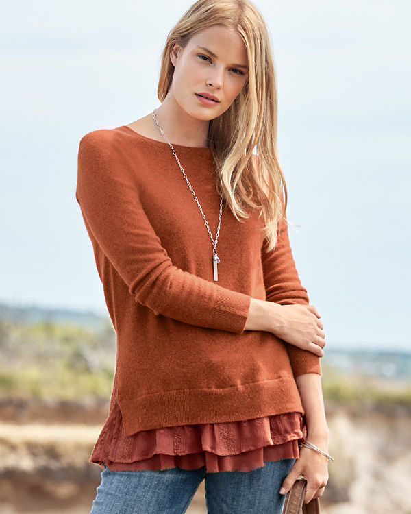 Shirttail Cashmere Sweater | Garnet