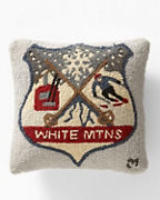 Skier Personalized Hooked Wool Pillow