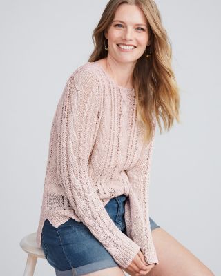 Easy Cabled Pullover | Garnet Hill