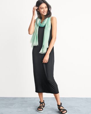 EILEEN FISHER Viscose-Jersey Scoop-Neck Long Dress | Garnet Hill