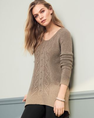 Cashmere Cabled High Low Sweater