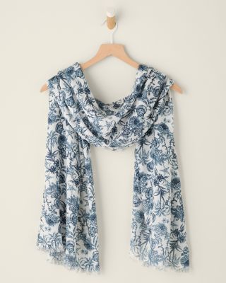 Pastel Blue Floral Scarf | Pastel Summer Scarf with Elegant Floral Print 