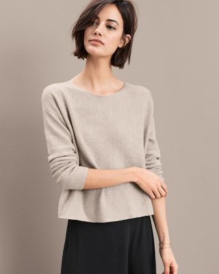 Eileen Fisher Sweater online Wool Brown Long Sleeve Boat Neck Lightweight Womens S