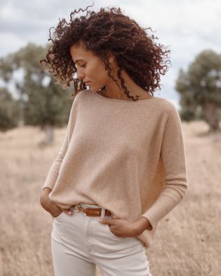 Washable-Cashmere Button-Neck Sweater