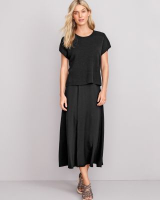 【Sinoon】 Flare Knit Skirt & Cape /追跡付 EILEEN FISHER Viscose-Jersey Flare Midi Skirt | Garnet Hill